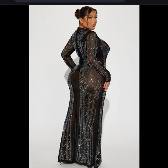 Fashion Nova | Dresses | Elena Embellished Maxi Dress Size 3x | Poshmark